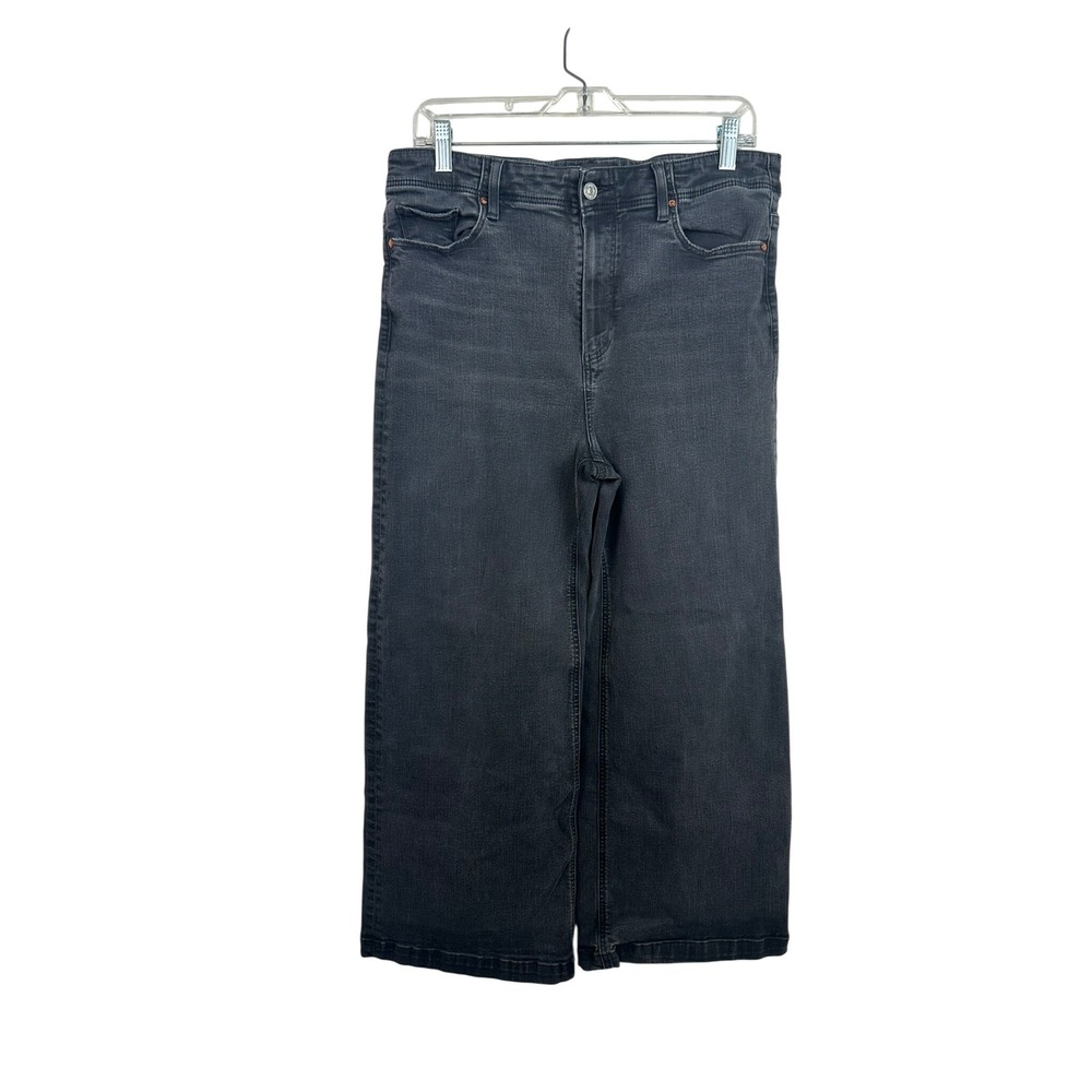 PAIGE Anessa Jeans Womens 32 Gray Excellent High Rise Wide Leg Cropped Denim